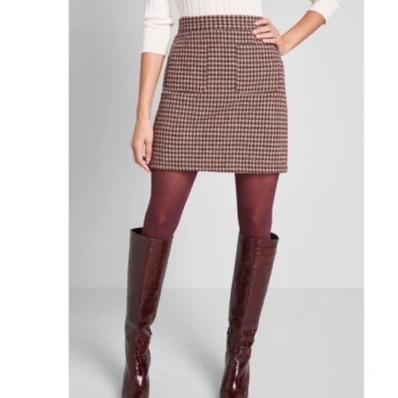 Modcloth Tweed Academia Wool Skirt with Pockets 22 - Picture 1 of 8